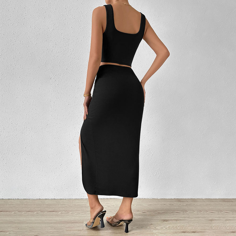 Sleeveless Vest And Skirt Two-piece Set