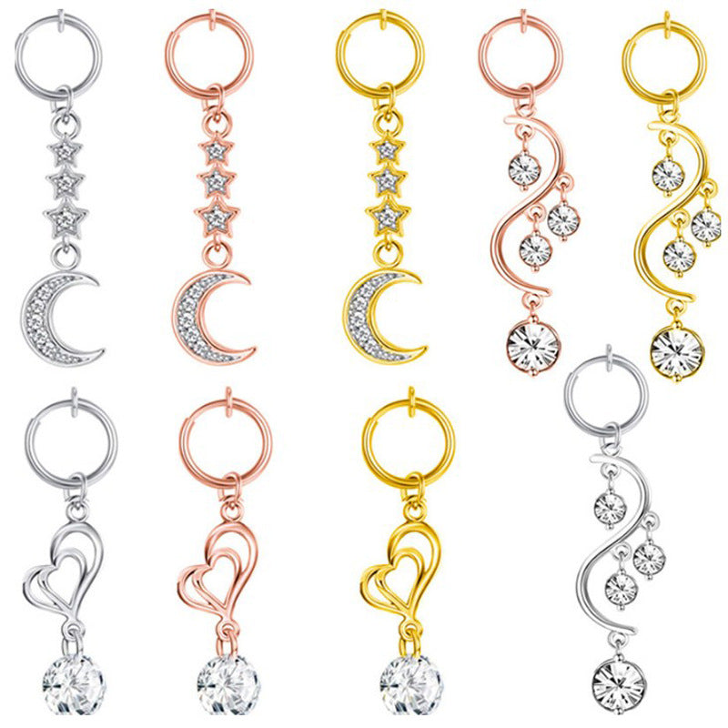 Fashion Moon Heart Pendant Crystal Belly Ring Body Piercing Jewelry