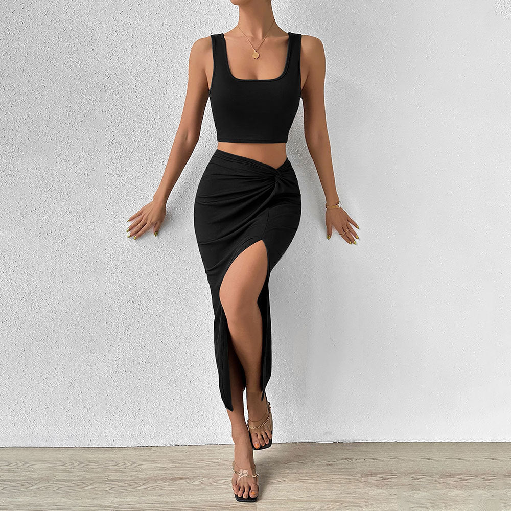 Sleeveless Vest And Skirt Two-piece Set