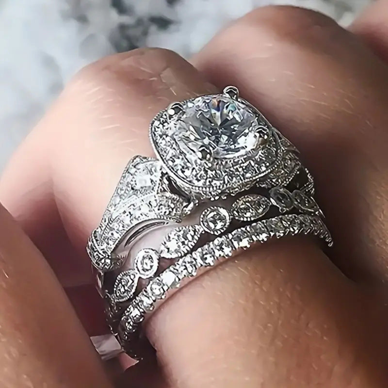Three-piece Zircon Ring For European And American Women