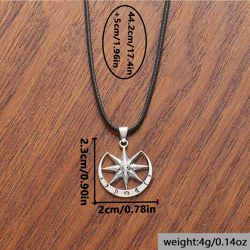 Retro Personalized Moon Pendant Necklace