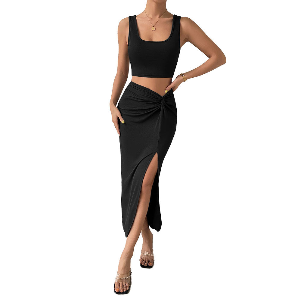 Sleeveless Vest And Skirt Two-piece Set