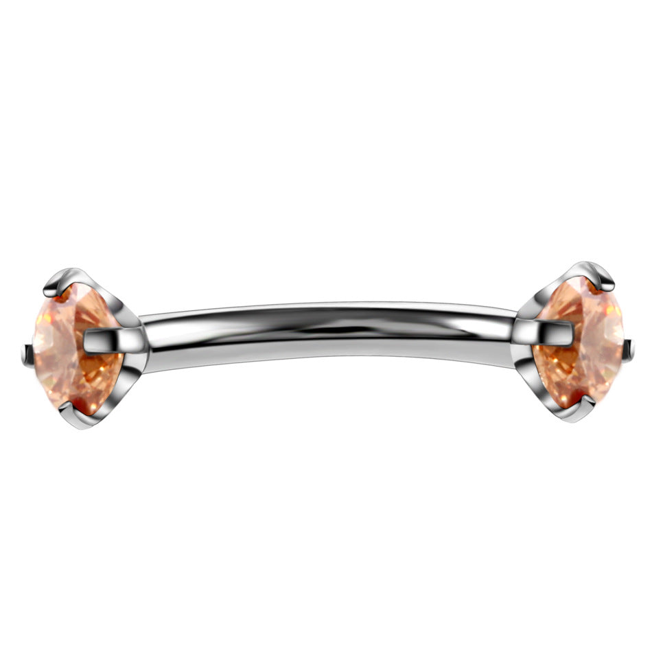 Stainless Steel Round Zircon Eyebrow Ring Popular Curved Rod Mixed Color Human Body Piercing Accessories