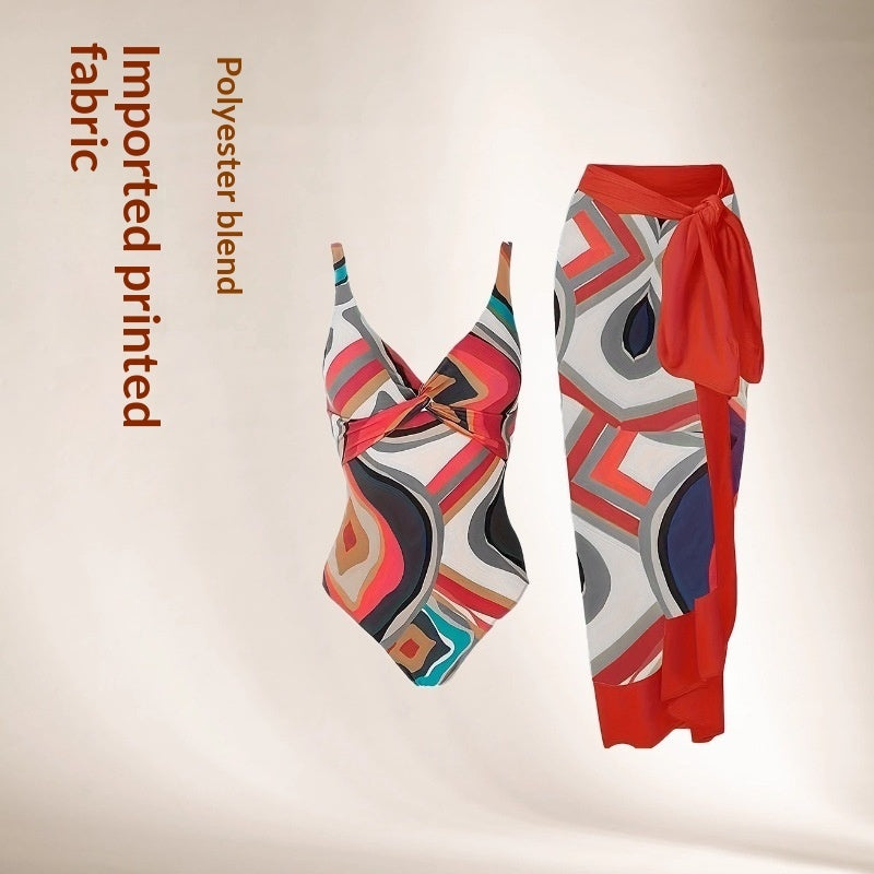 Womens Bikini With Beach Dress One-Piece Swimsuit Set