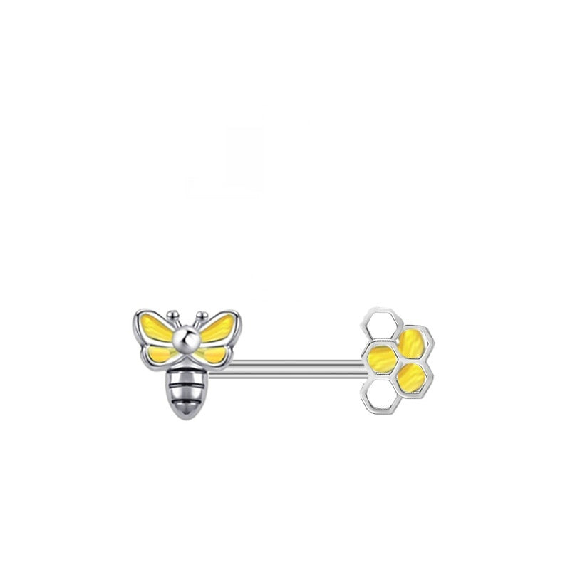 Popular Dripping Bee Adhesive Nail Human Body Piercing Accessories Zircon Cat Nipple Ring