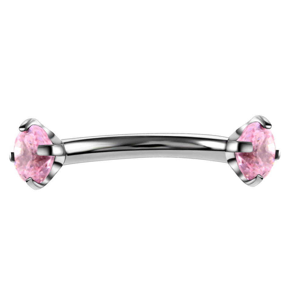 Stainless Steel Round Zircon Eyebrow Ring Popular Curved Rod Mixed Color Human Body Piercing Accessories