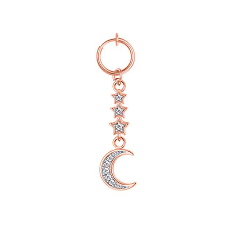 Fashion Moon Heart Pendant Crystal Belly Ring Body Piercing Jewelry