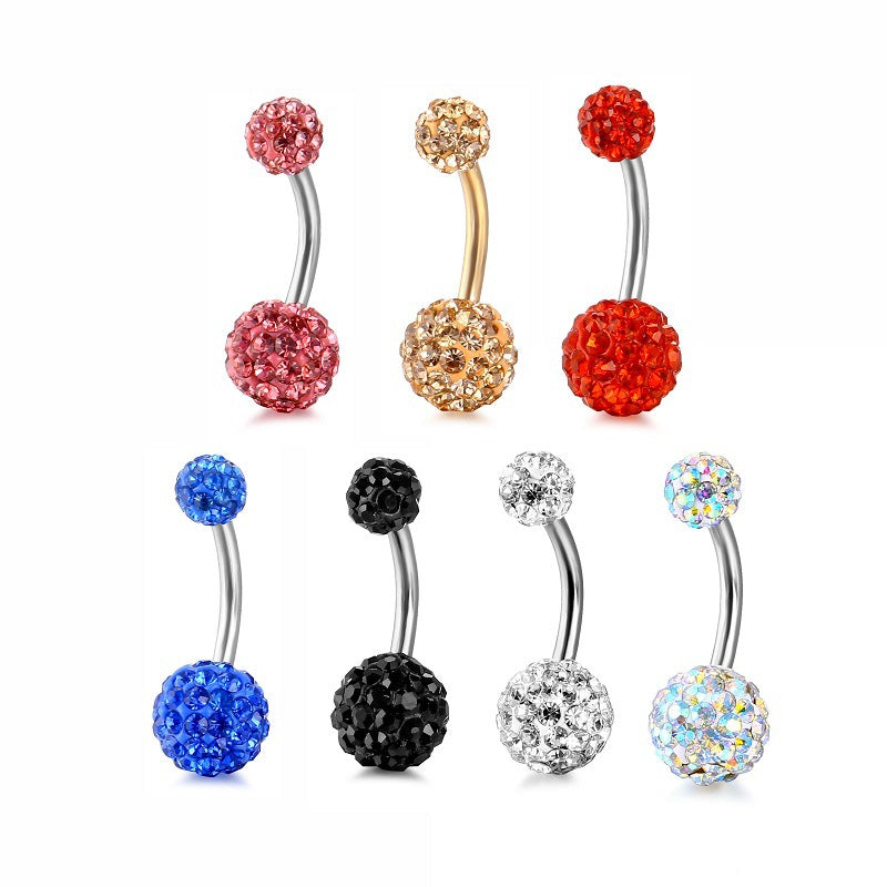 Navel Stud Full Diamond Ball Belly Ring Human Body Piercing Accessories