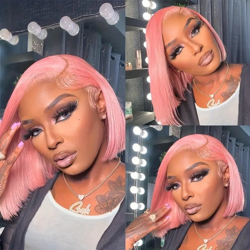 Front Lace Wig Women's Mid-length Short Straight Hair