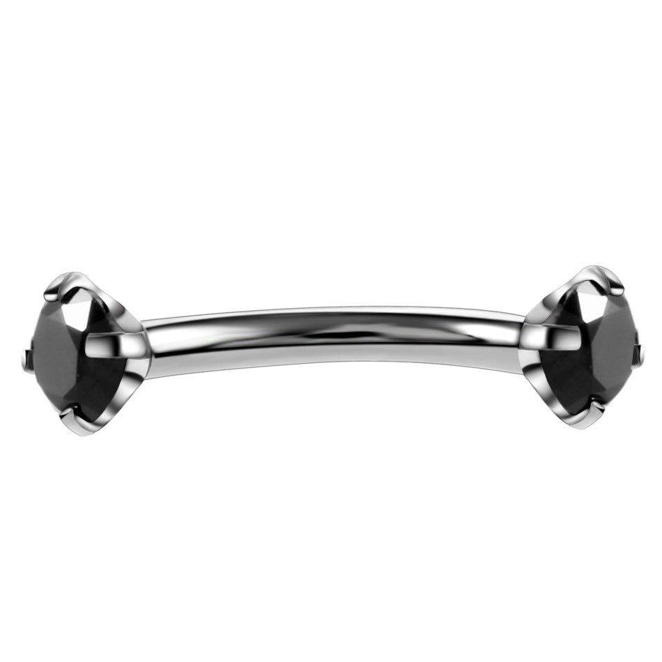 Stainless Steel Round Zircon Eyebrow Ring Popular Curved Rod Mixed Color Human Body Piercing Accessories