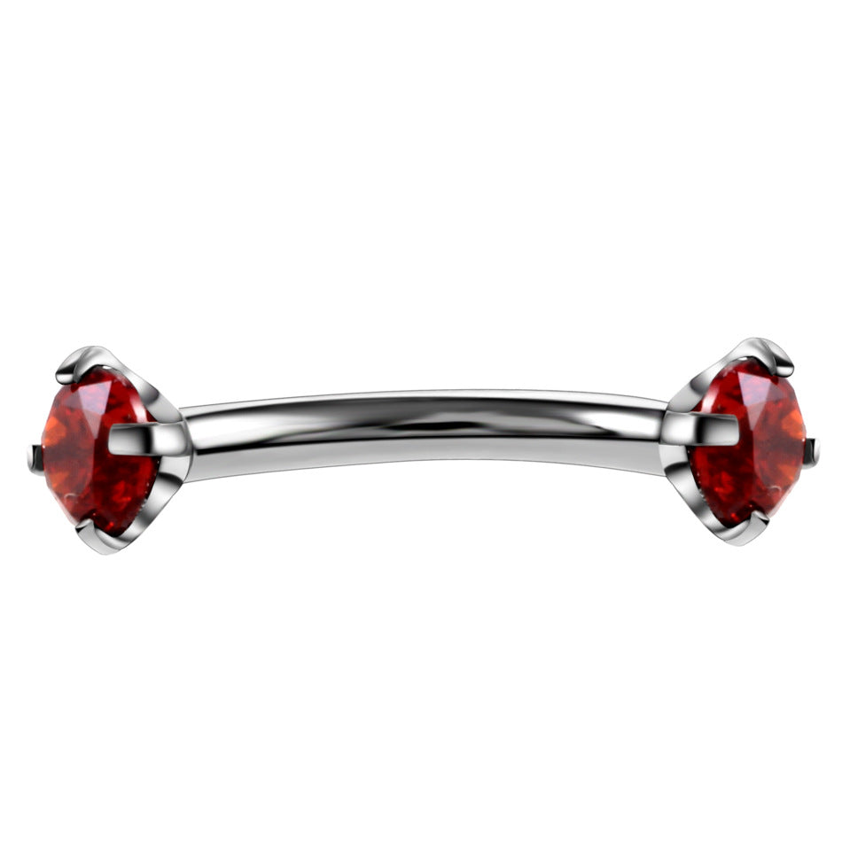 Stainless Steel Round Zircon Eyebrow Ring Popular Curved Rod Mixed Color Human Body Piercing Accessories