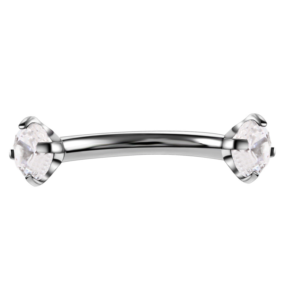 Stainless Steel Round Zircon Eyebrow Ring Popular Curved Rod Mixed Color Human Body Piercing Accessories