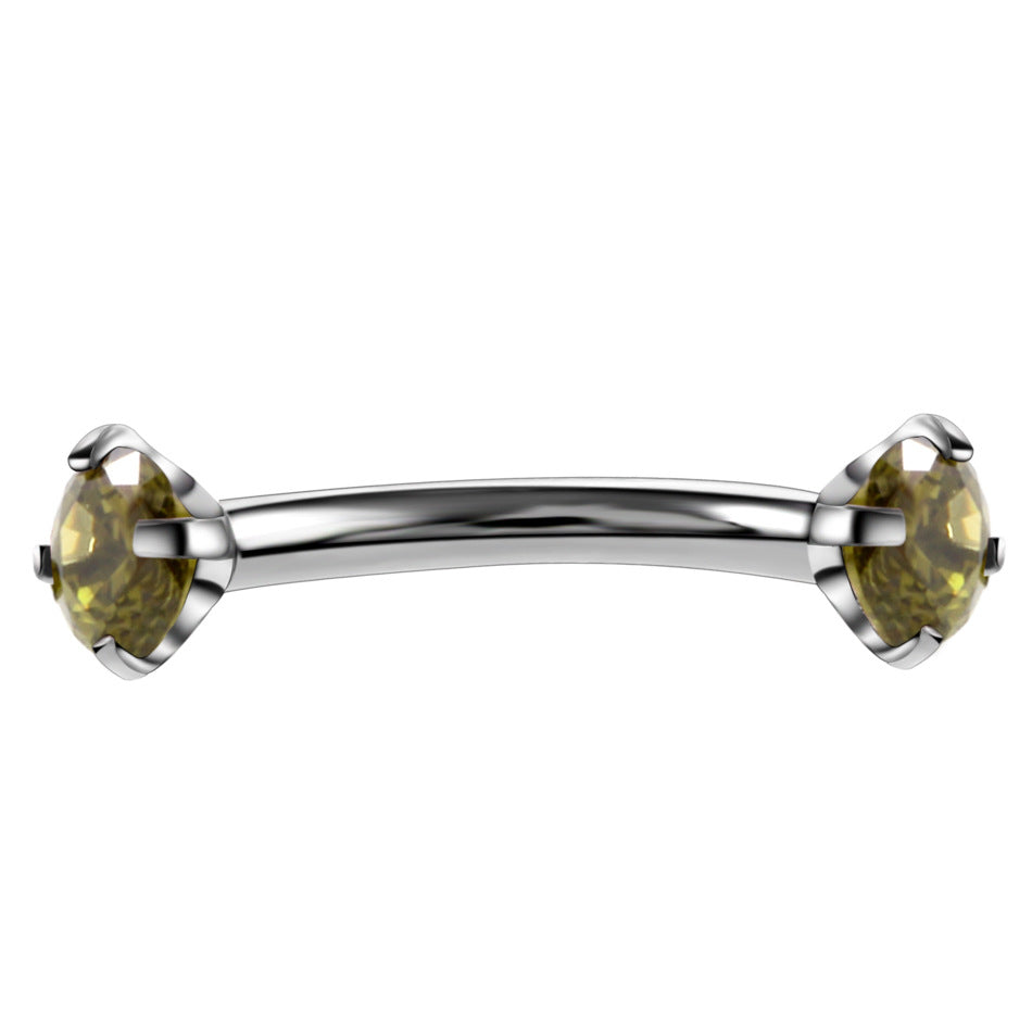 Stainless Steel Round Zircon Eyebrow Ring Popular Curved Rod Mixed Color Human Body Piercing Accessories