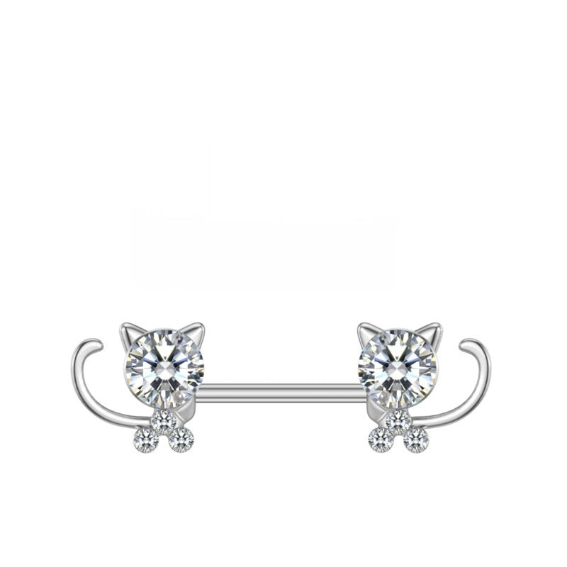 Popular Dripping Bee Adhesive Nail Human Body Piercing Accessories Zircon Cat Nipple Ring