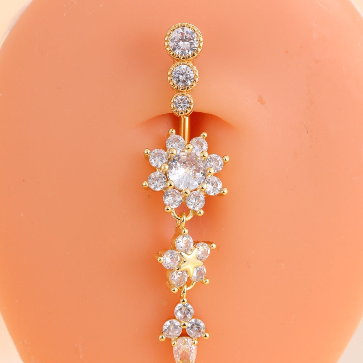 Round Zircon Navel Piercing Jewelry For Body Piercing