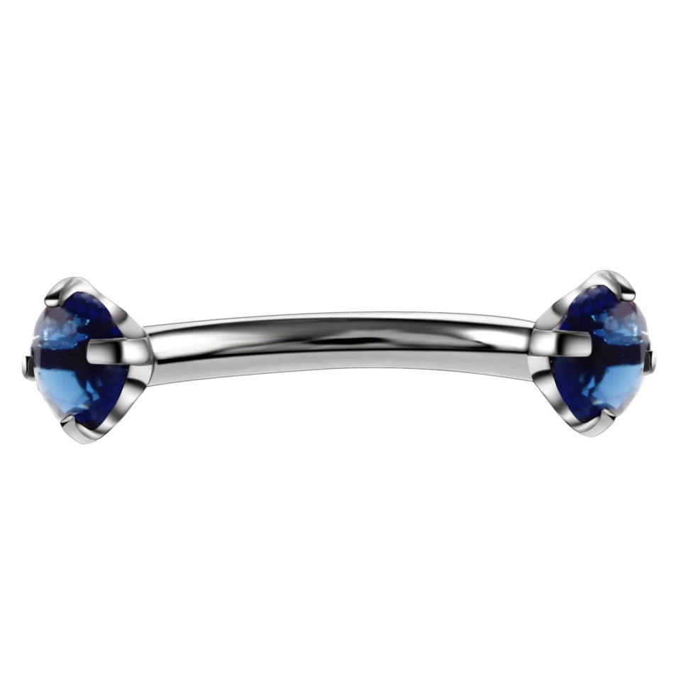 Stainless Steel Round Zircon Eyebrow Ring Popular Curved Rod Mixed Color Human Body Piercing Accessories