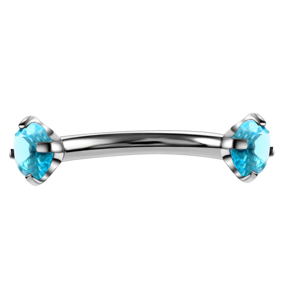 Stainless Steel Round Zircon Eyebrow Ring Popular Curved Rod Mixed Color Human Body Piercing Accessories